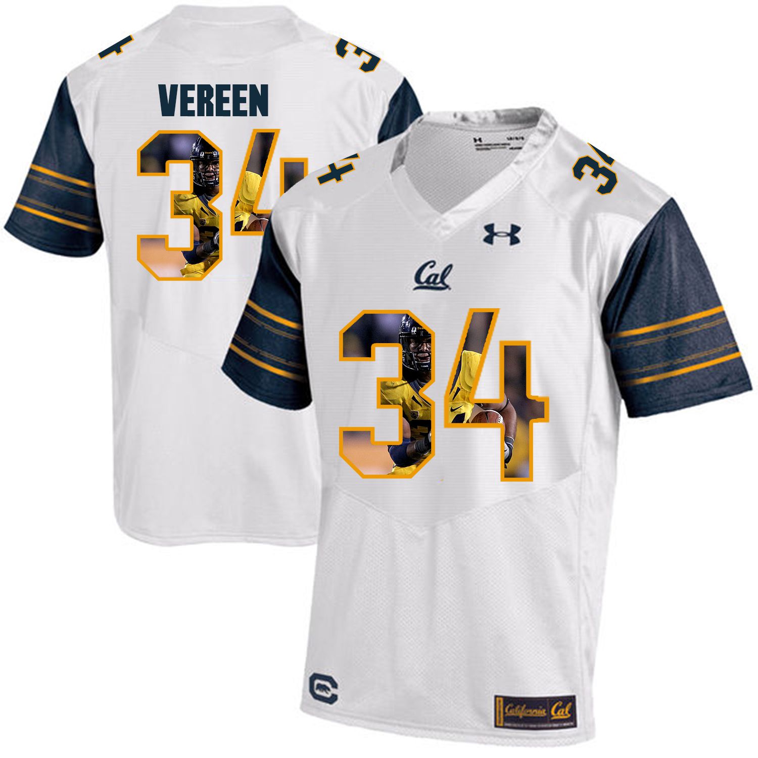Men California Golden Bears #34 Shane Vereen White Customized NCAA Jerseys->customized ncaa jersey->Custom Jersey